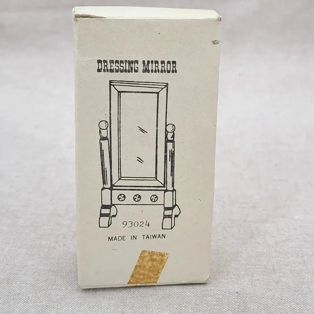 Vintage Miniature Dollhouse 1:12 Wood Dressing Mirror Adjustable With Box, 93024